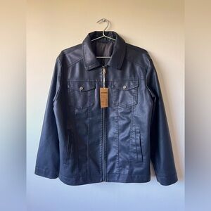 Manly Men’s Lapel Leather Biker Jacket